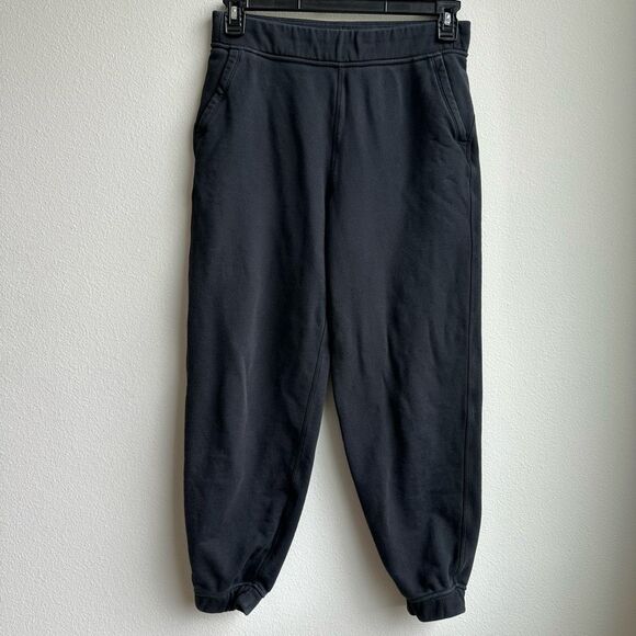 Lululemon Relaxed High Rise Jogger Cotton Terry Large Logo Black Size 6 - Picture 1 of 5